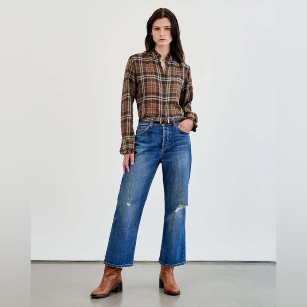 NWT $350 Nili Lotan Lydia Plaid Cotton Shirt
